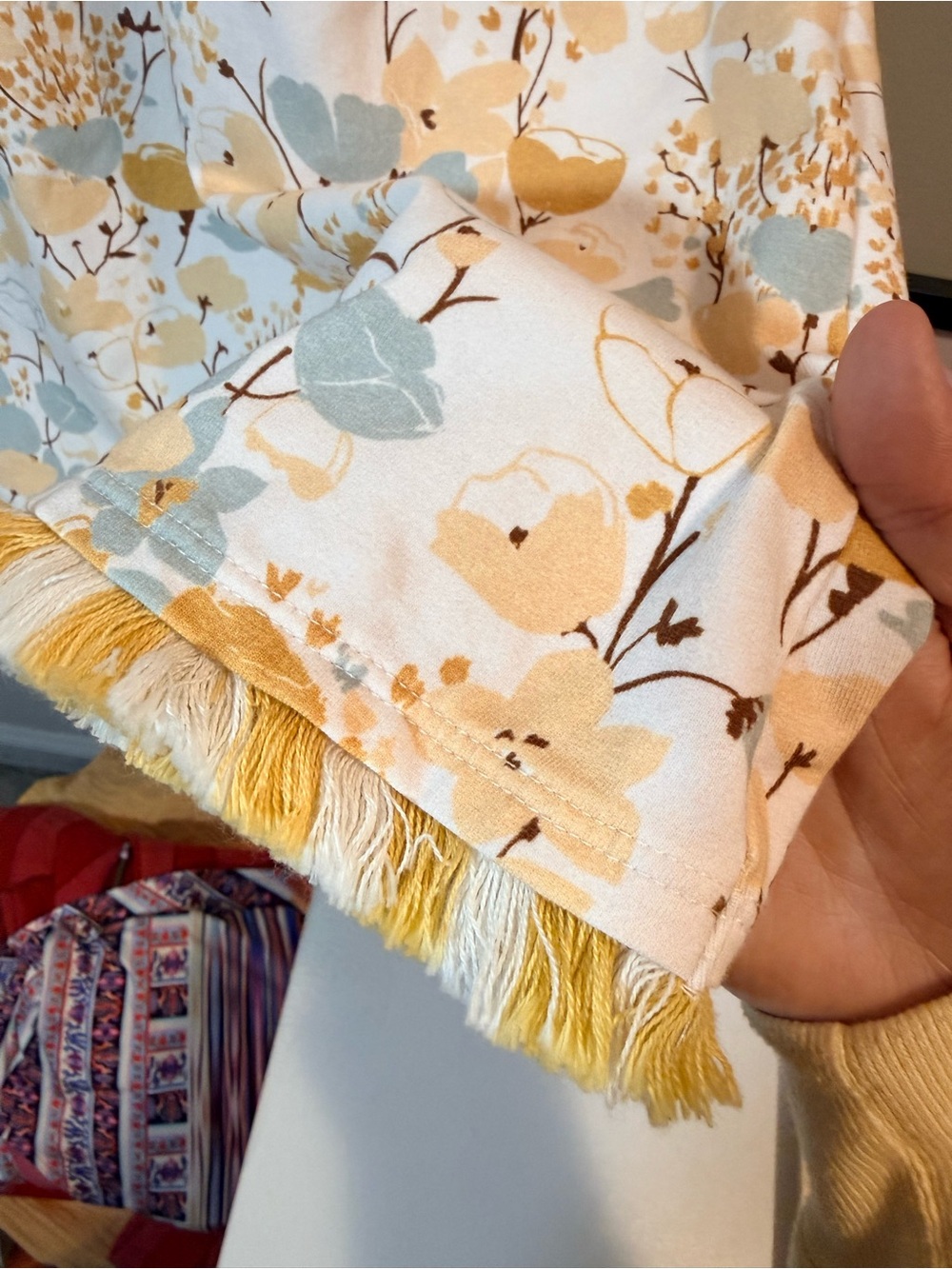 Spartina Women’s Yellow Floral Print Cotton Shift Dress w Fringe Summer Preppy - Picture 6 of 14